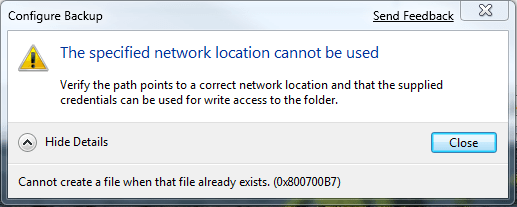 Cannot create a file when that file already exists. (0x800700B7